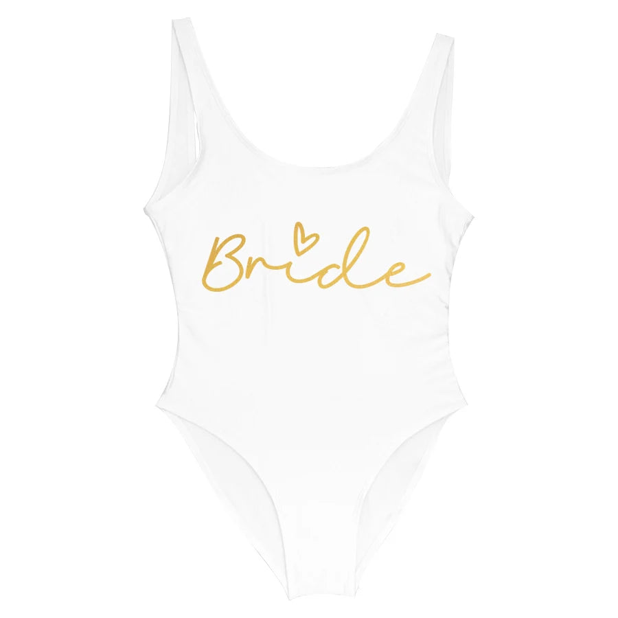 Hen Party Swimsuits One-Piece Team Bride Swimwear Bride To Be Woman Pink Swimwear Bachelorette Beatchwear Bathing Suits