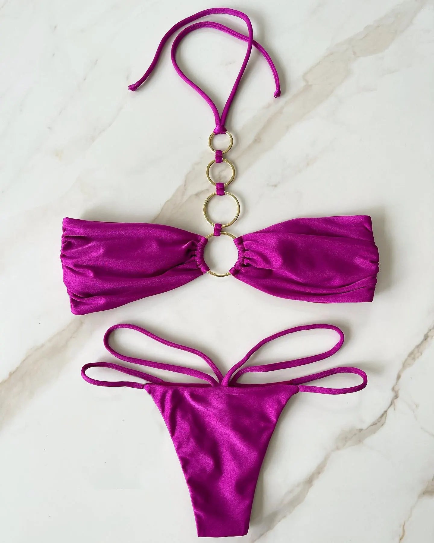 Sexy Strappy Micro Bikini Set for Women, Two Piece Swimsuit, High Cut Swimwear, Brazilian Beachwear, Bathing Suit, 2024