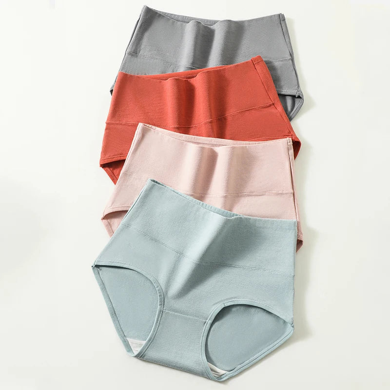 4PCS High Waist Women's Panties Body Shaper Underwear Breathable Cotton Underpants Plus Size M-5XL Panty Slimming Female Briefs