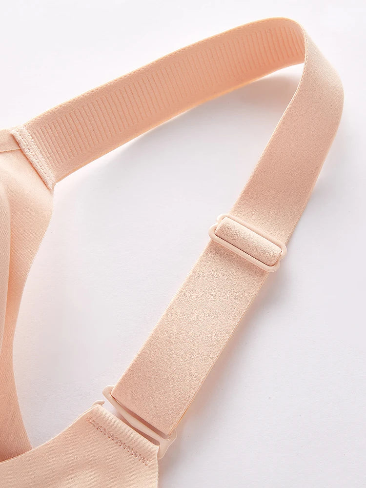 Seamless Wireless Mesh V-Neck Full Coverage Push up Bra Soft Supportive minimize Underwear 7847