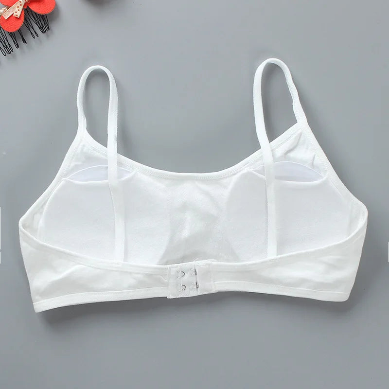 Girls Sports Bra Underwear Double Layer Thin Cotton Summer Suspender Bras with Breathable Sponge Pad No Steel Rings Training Bra