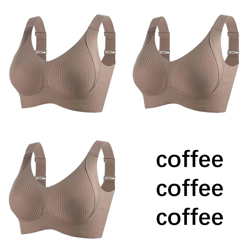 FallSweet 3PCS Seamless Wireless Push Up Bras for Woman Adjustable Comfort Bralette for Full and Petite Busts Wireless Lingerie