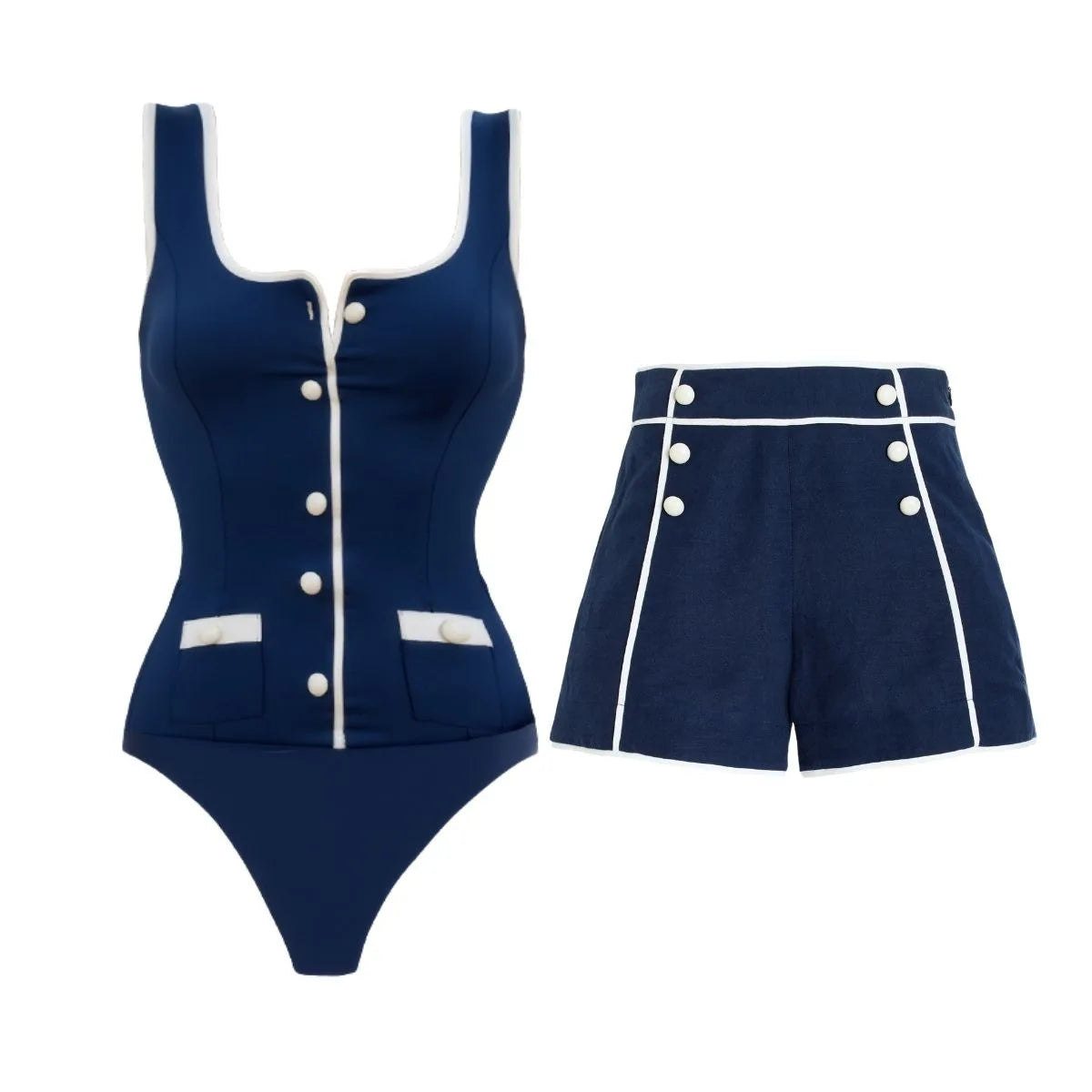 2025 Sexy Women's Swimsuit New Strapless Simple One-piece Swimwear with Shorts Two-piece Set Sliming Bodysuit Beachwear Monokini