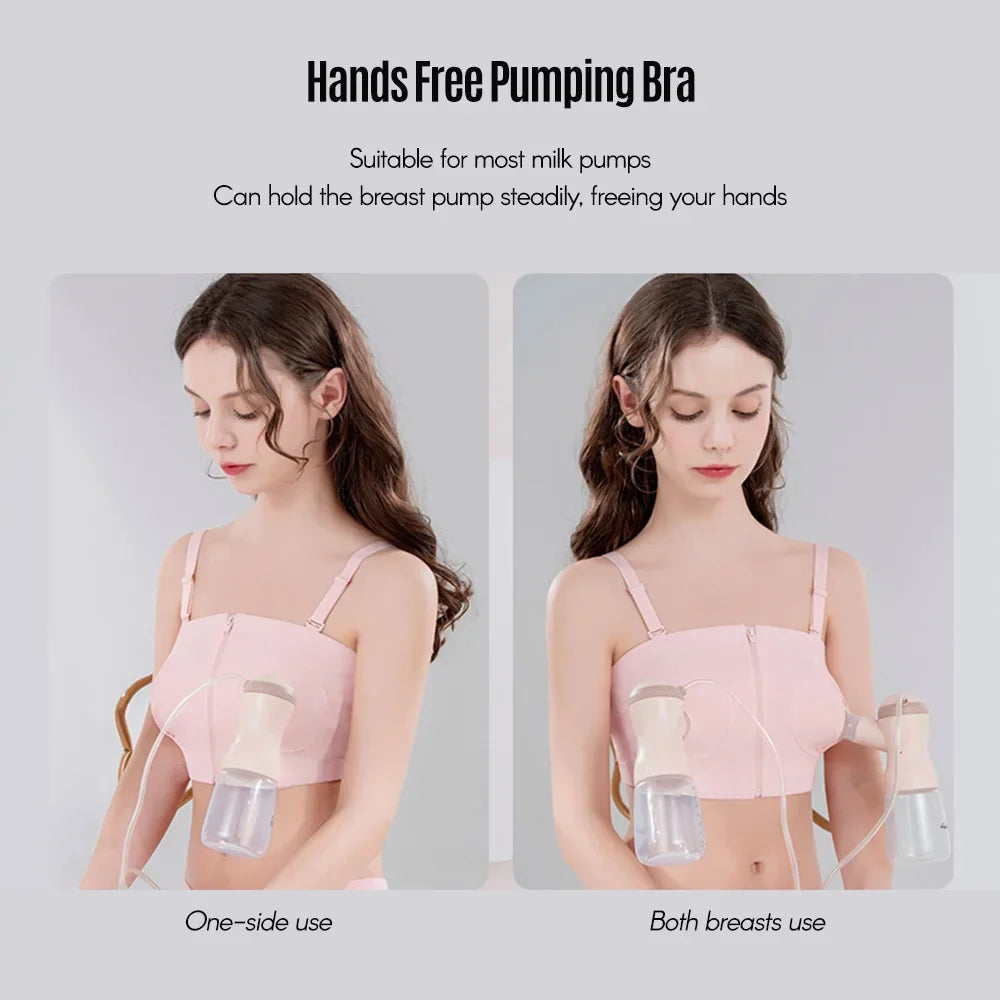 Maternity Bra Hands Free Pumping Bra Adjustable Cotton Breast Pump Bra No Steel Ring Nursing Bra for Breast Pump