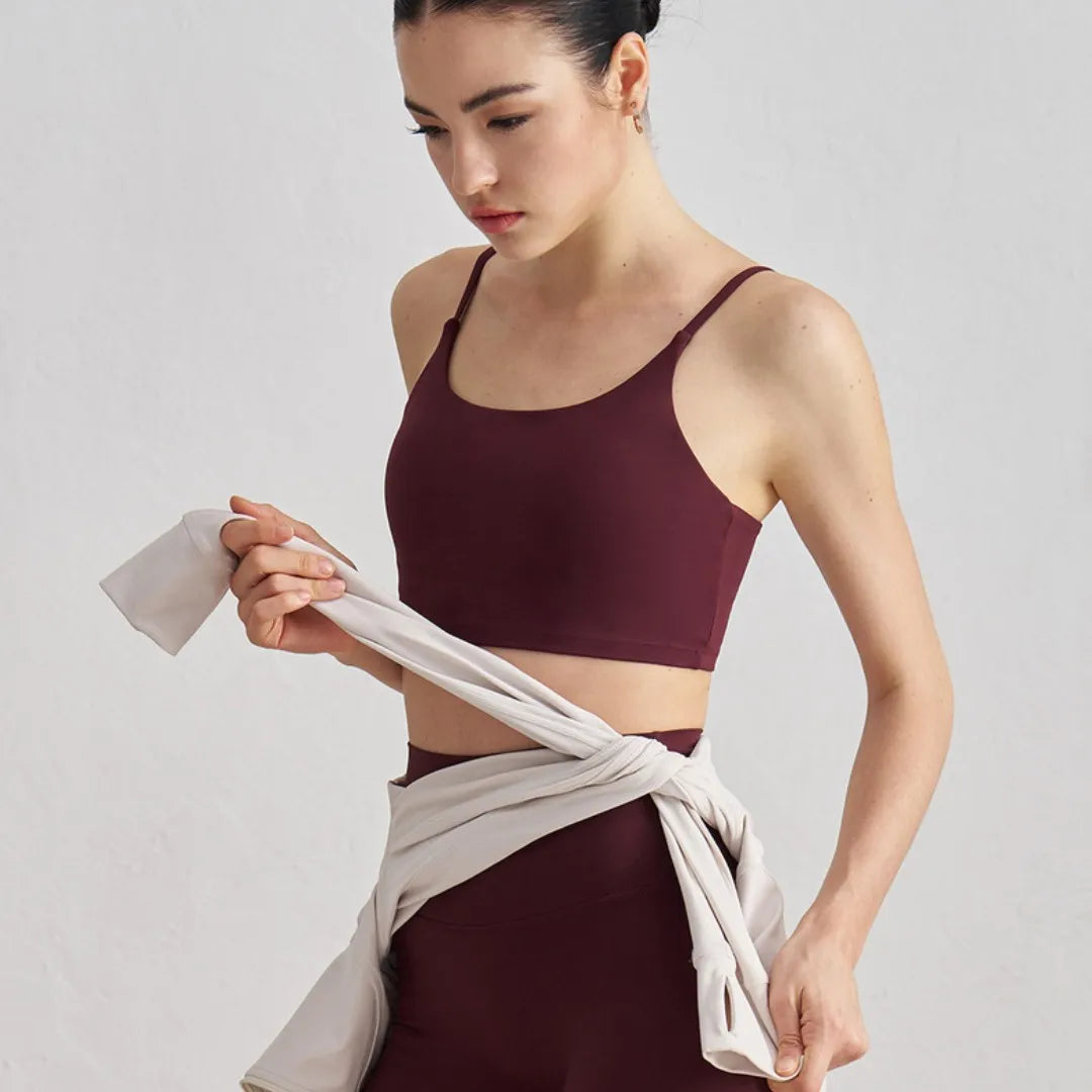 Solid Color Women Fitness Sports Bra Top Gym Yoga triangle backless Athletic Back Cutout Cross Tight Workout Soft With Chest Pad