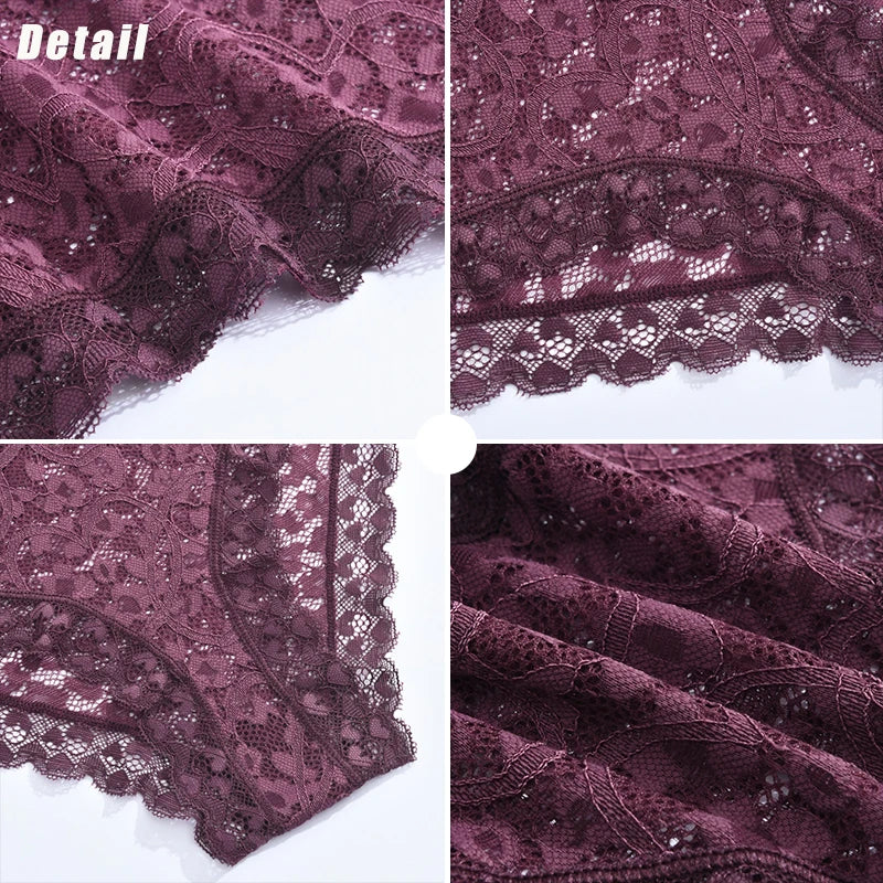 6PCS/Set Women Sexy Lace Panties Low Waist Briefs Hollow Out Comfortable Breathable Lingerie Floral Embroidery Ladies Underpants