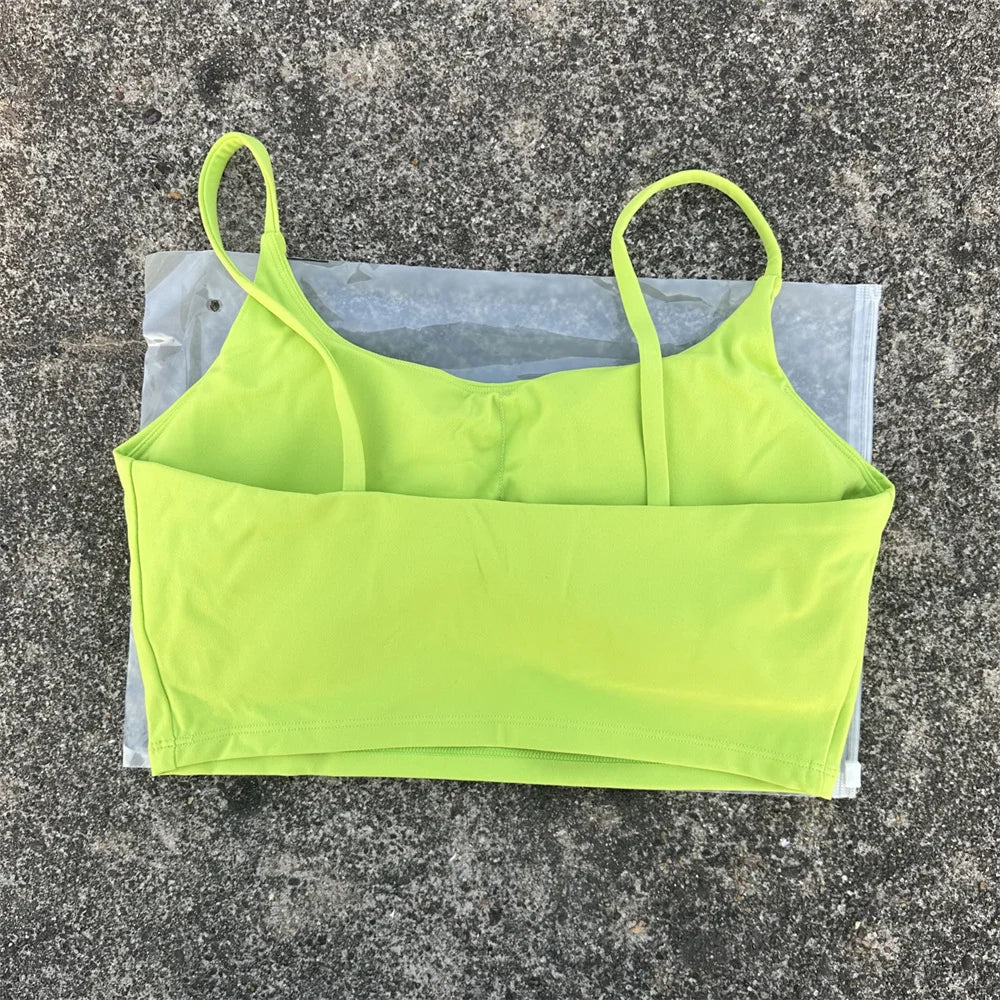 Solid Color Women Fitness Sports Bra Top Gym Yoga triangle backless Athletic Back Cutout Cross Tight Workout Soft With Chest Pad