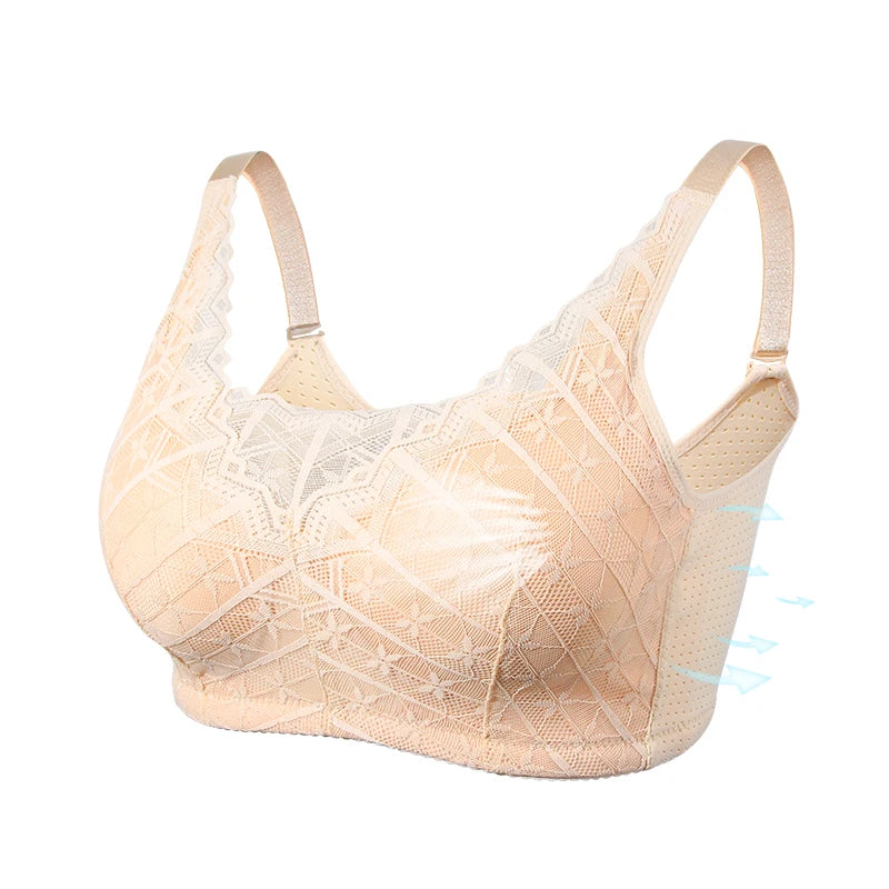 LERVANLA 2566 Strong Breathability Mastectomy Bra Women with Pocket Breast Form Pads Included Adjustable Cotton Comfort Large