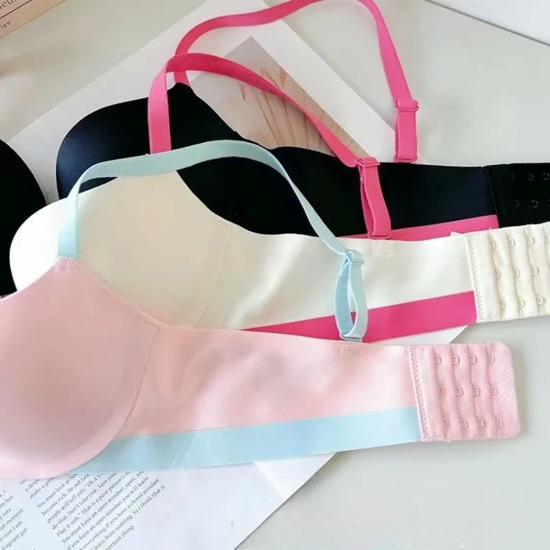 MOYISU 3D Push Up Seamless Bra T-Shirt Bra Wireless Comfort Bralette Plus Size S-XL Adjustable Straps Lightweight Color Blocking