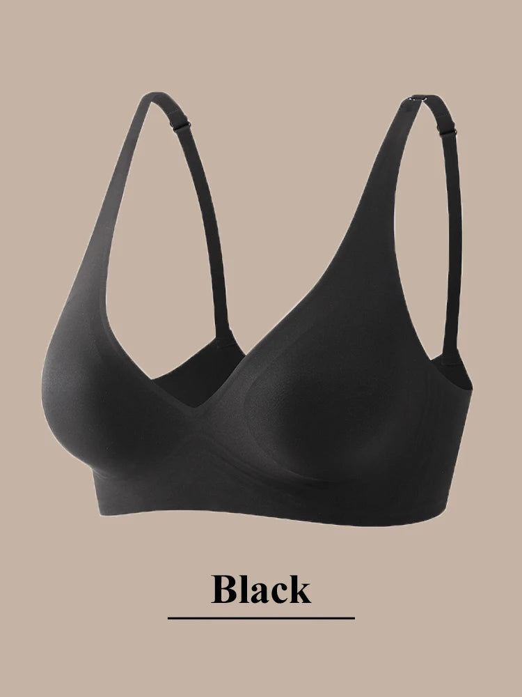 One-piece Seamless Bra Women Wireless Push Up Underwear Sexy Deep V Padded Bralette Female Comfortable Gather Lingerie Sleepwear