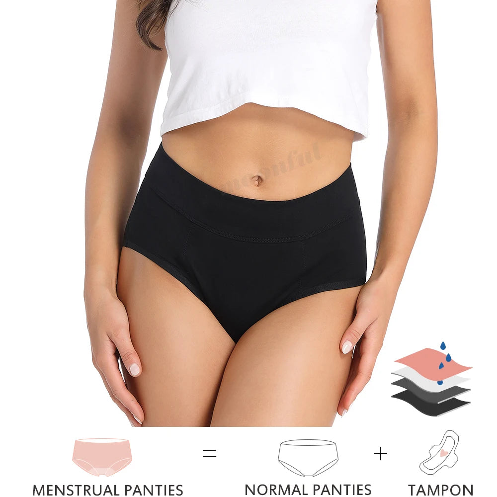 4 Layer Very Abundant Bamboo Period Panties for Heavy Flow Women Menstrual Panties Overnight High Waist Period Underwear