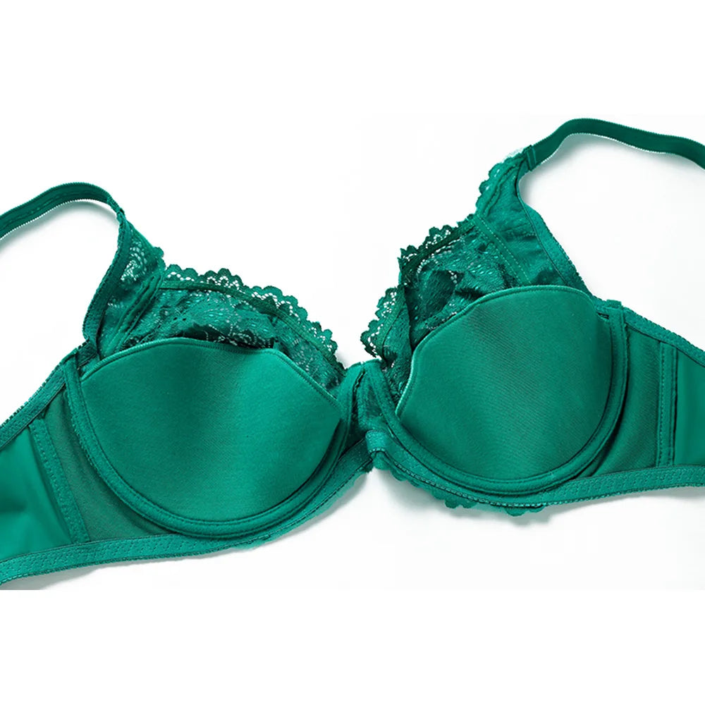 BCHRAYIUP Women's Sexy Lace Underwire Bra Thin Padded Support Plunge Push up Everyday Bra 36 38 40 42 44 46 C D E F