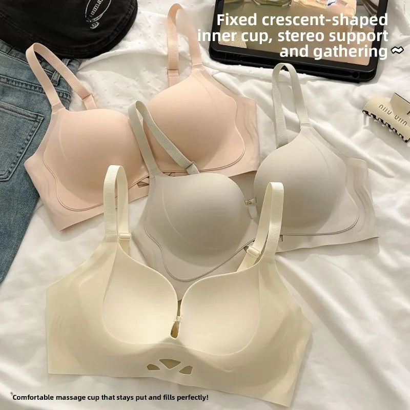 Wireless Bra for Small Chest Push Up Non Padded Seamless T-Shirt Bra Lift Gather Side Coverage Breathable Comfort Bras for Women