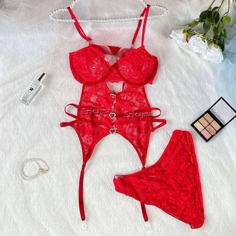 Erotic Sexy Lace Bra And Panty Underwear Set For Woman Transparent Lace Bra Exotic Lingerie Sets Porn Sensual Luxury Lingerie