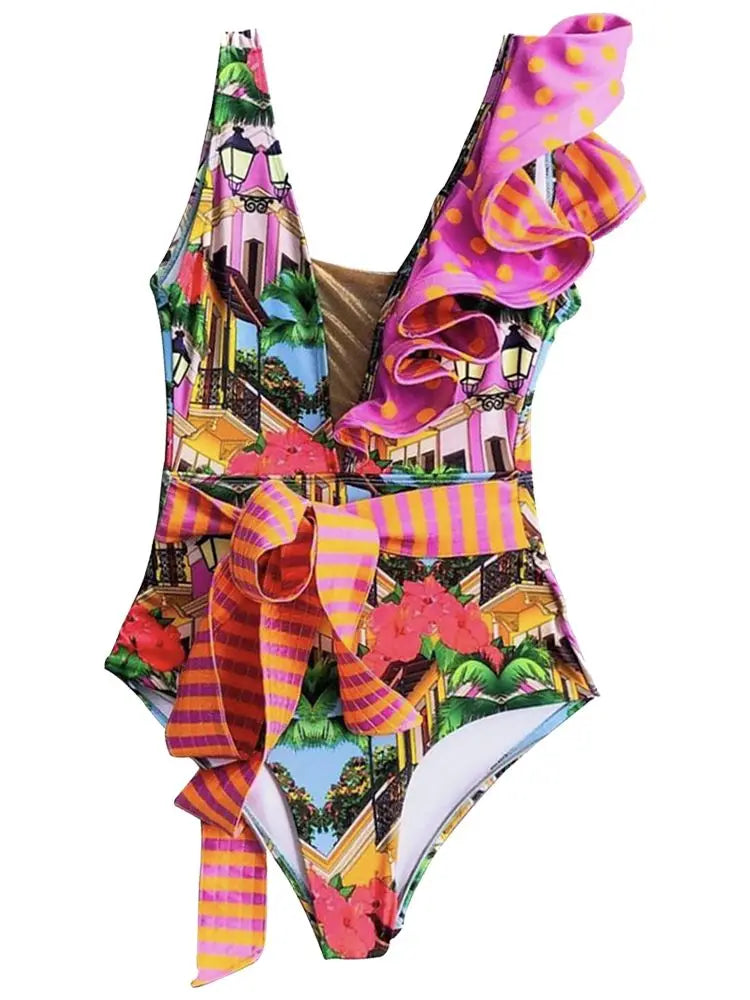 RUOTONGSEPT 2023 Women Swimsuit Strappy Bandege Swimwear Backless Sexy One Piece Ruffled Bikini Bathing Suit Beachwear Monokini