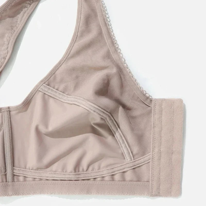 Plus Size Minimizer Bra 5XL Wireless Front Closure, Full Cup Unlined Floral Lace Non-Padded Comfort Support for Large Bust