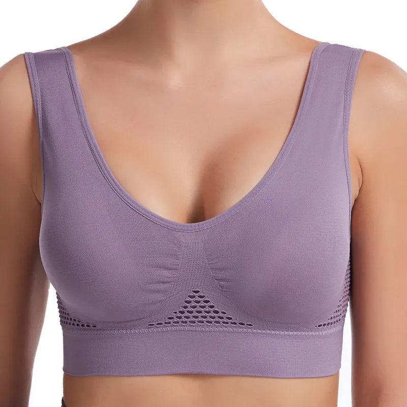 S-7XL Sports Yoga Shockproof Women's Bra Removable Breast Pad Bralette Sexy Elastic Beautiful Back Tops Comfort Cotton Sleep Bra
