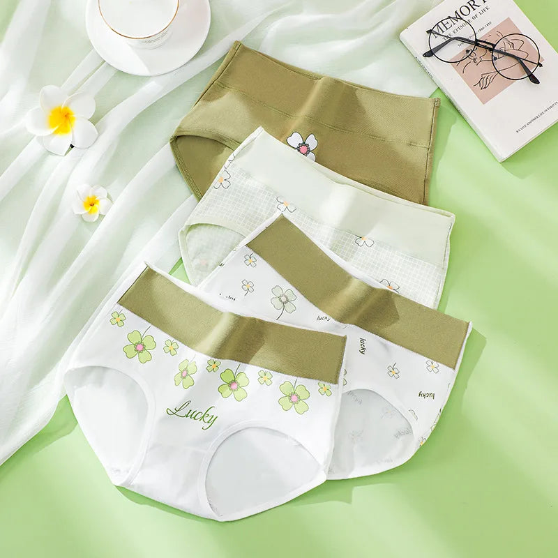4PCS High Waist Women's Panties Body Shaper Underwear Breathable Cotton Underpants Plus Size M-5XL Panty Slimming Female Briefs