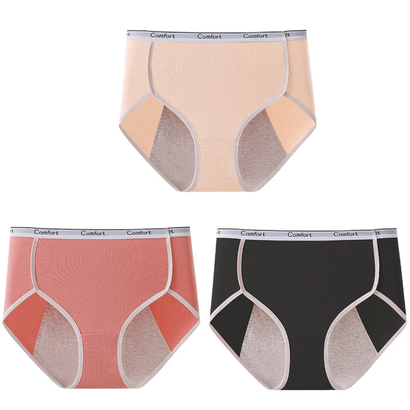 3pcs Cotton Menstruation Panties Women Menstrual Panties Plus Size High Waist Period Underwear Lady Leak Proof Menstruales Brife