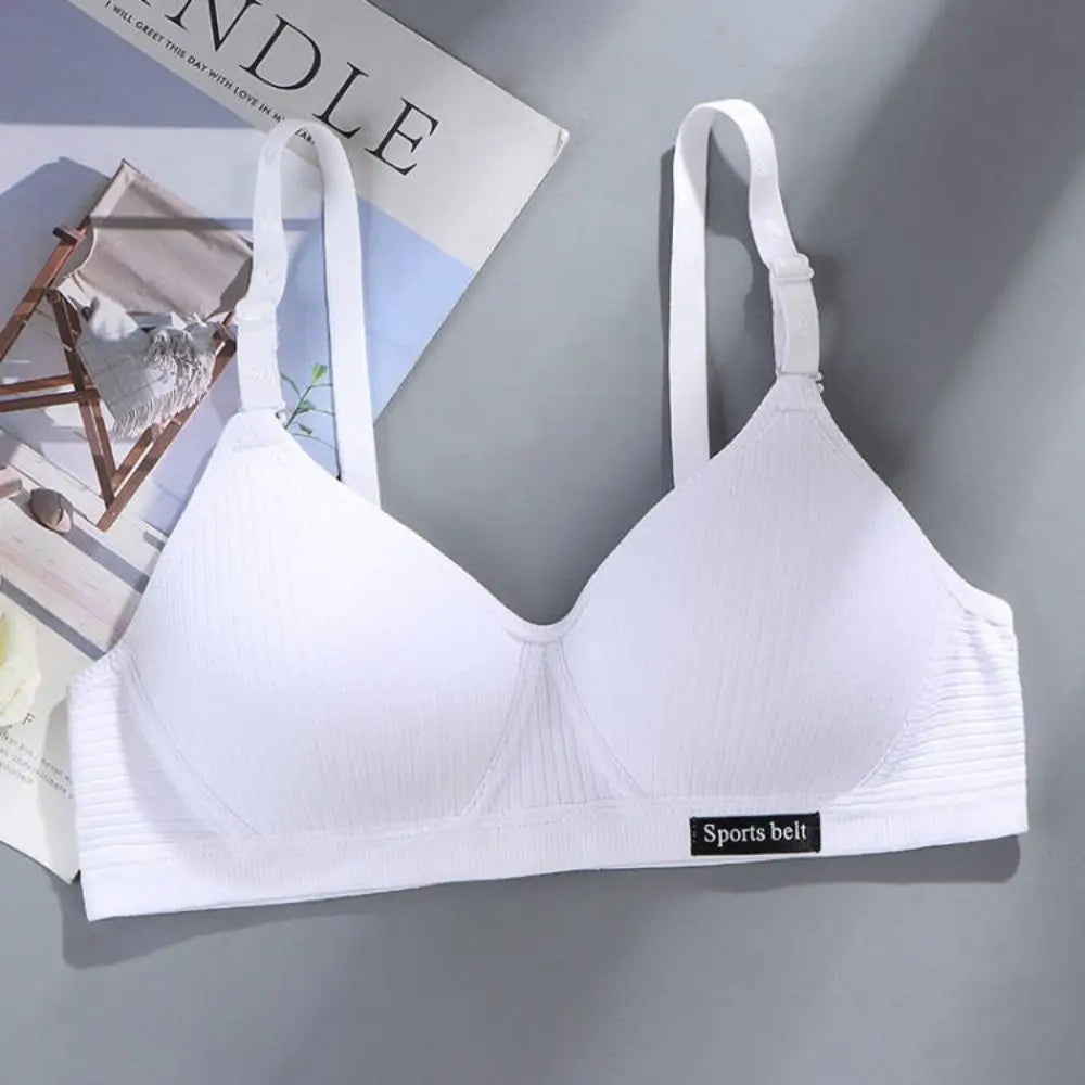 New Simple Cotton Girl Bra Underwear Student Bra Teen Thin Section Without Steel Ring Comfortable Sleep Bra Sports Vest