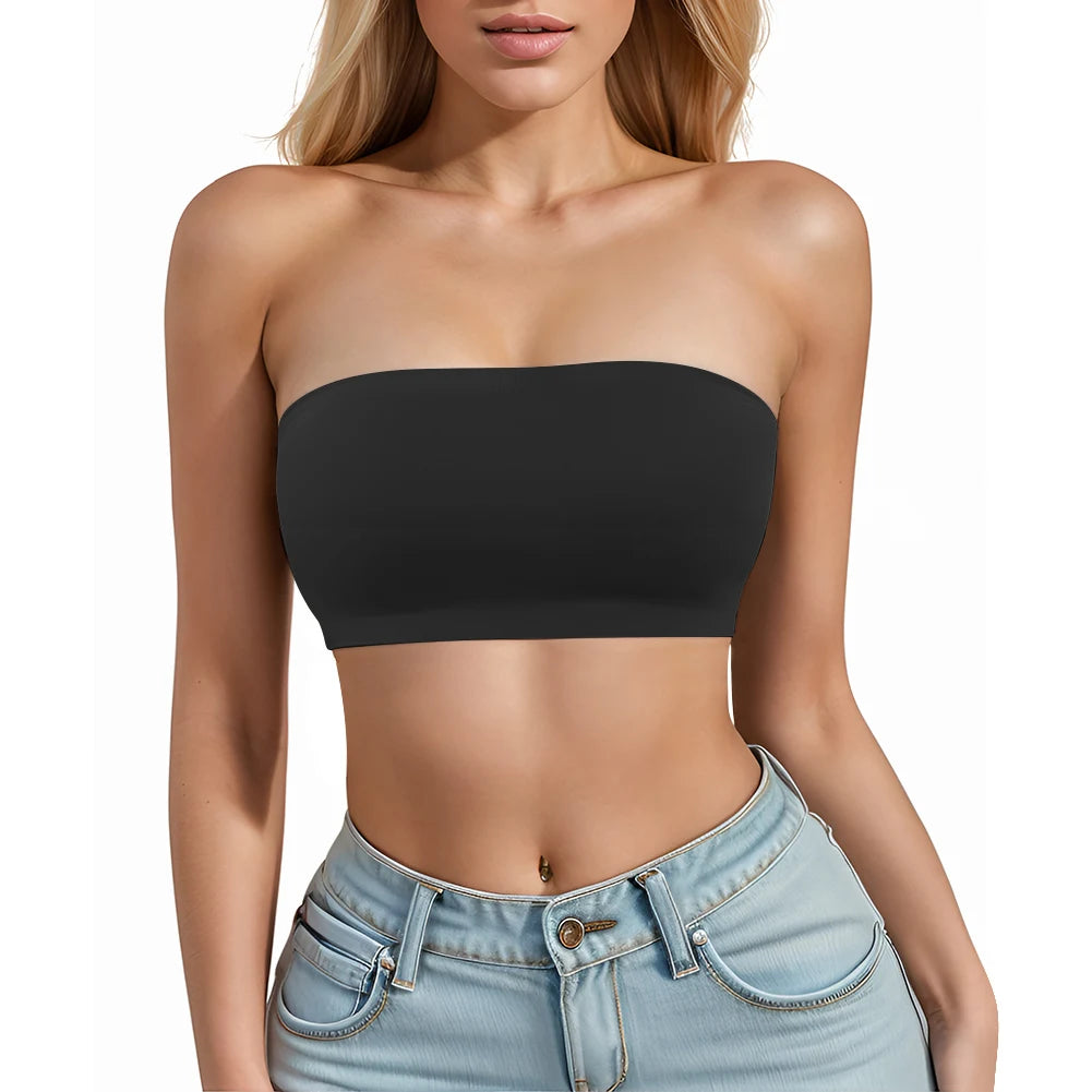 Sexy Seamless Strapless Tube Top Bra Women's Half Cup Ultra Thin Silicone Non-slip Underwear Off-the-shoulder Dress Lingerie