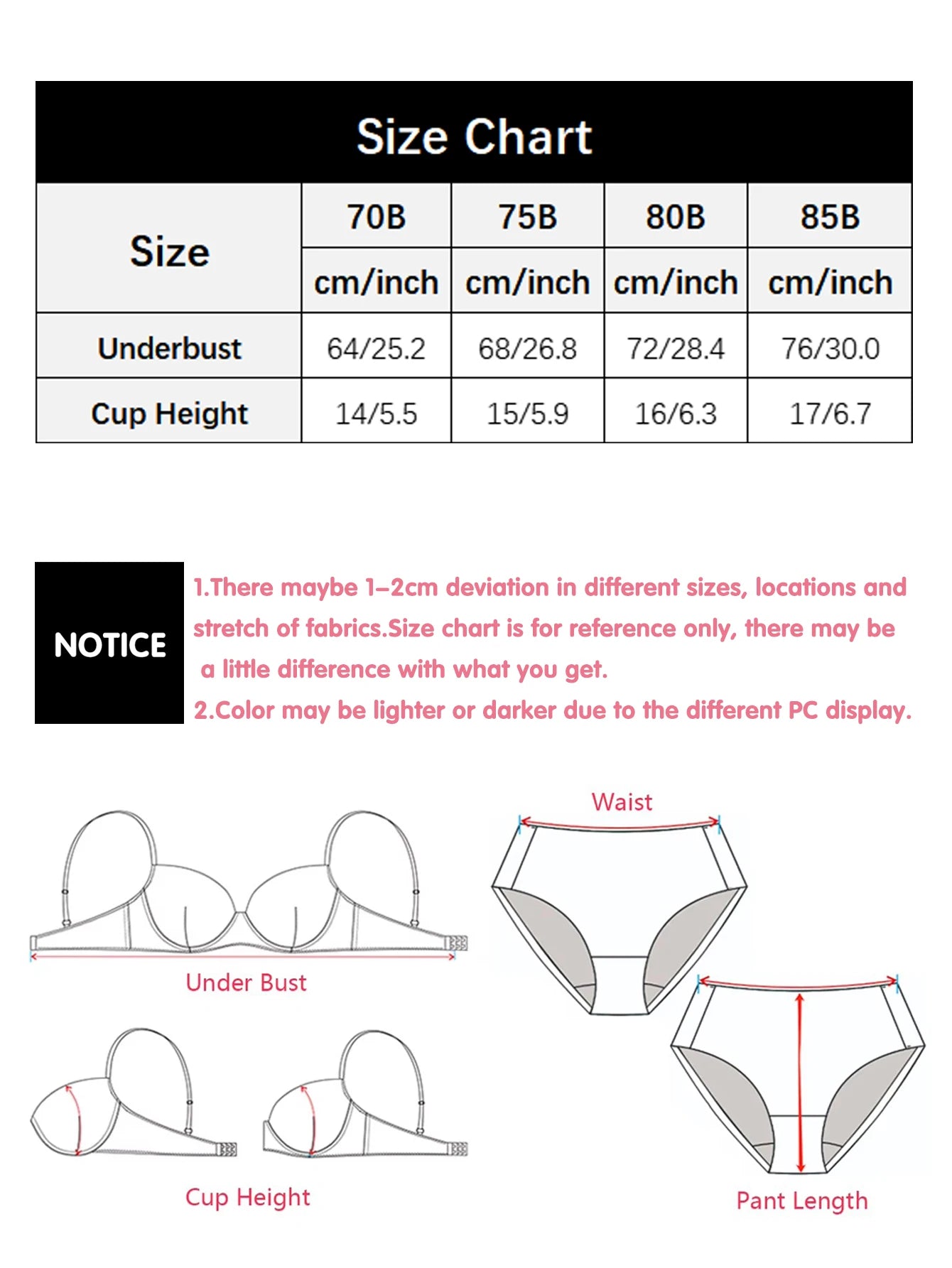 3-Pack Women's Solid Color Underwire Bras Full Coverage T-Shirt Bra with Comfortable Padded Everyday Wear Soft Lingerie 70B-85B