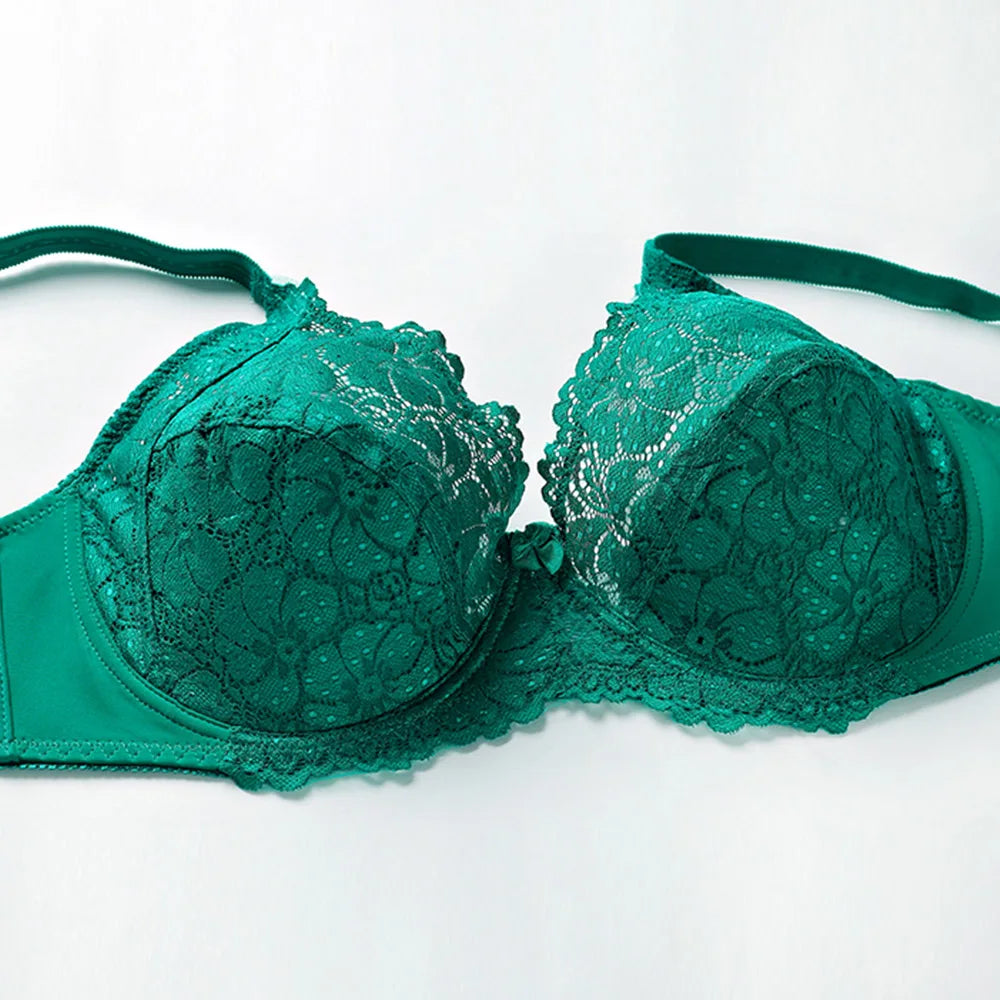 BCHRAYIUP Women's Sexy Lace Underwire Bra Thin Padded Support Plunge Push up Everyday Bra 36 38 40 42 44 46 C D E F