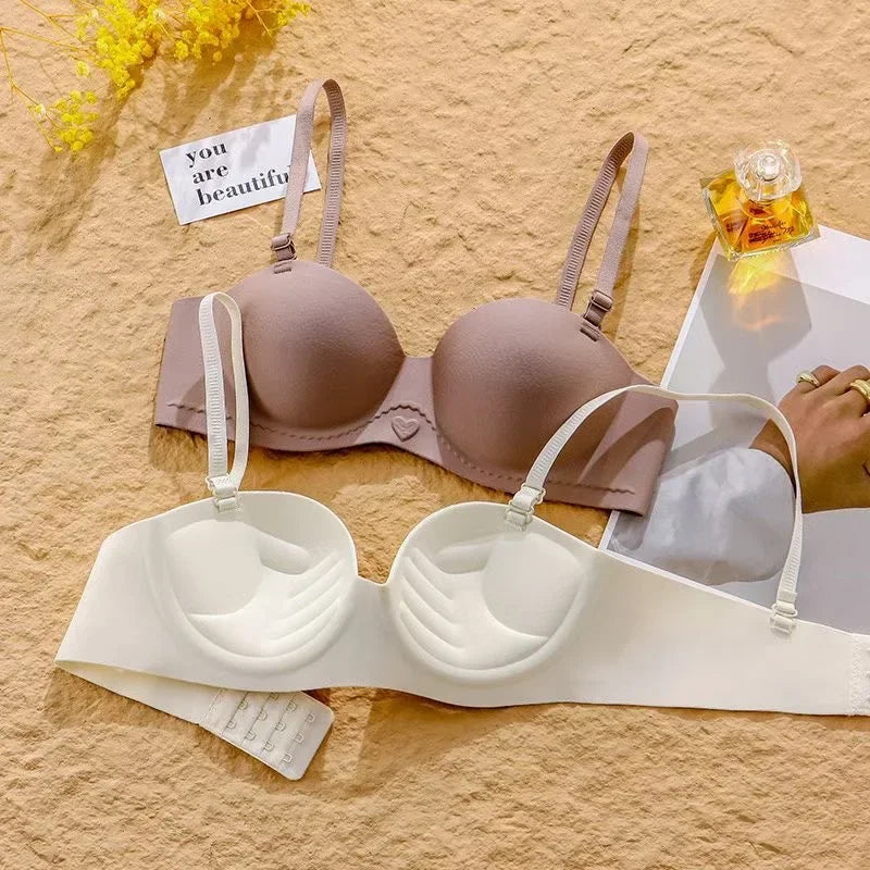 plus Size Seamless Wireless Bra Women's Sexy Plunge Padded Push-Up Smooth Large Size Bralette Comfortable Underwear for Women