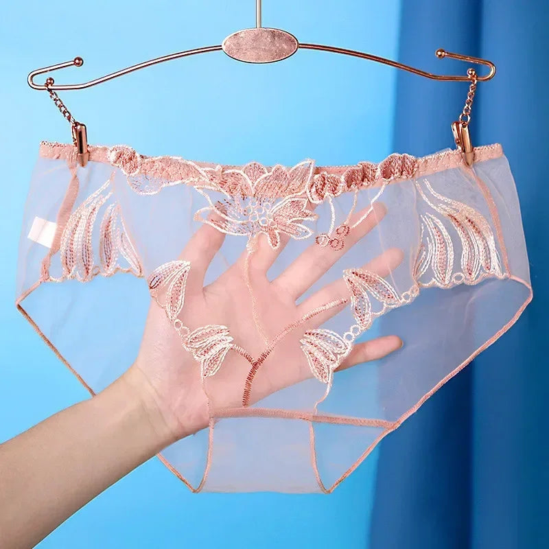 Sexy Transparent Women's Panties Super Thin Breathable Perspective Brief Underwear For Women Floral Mesh Female Lingerie Panty