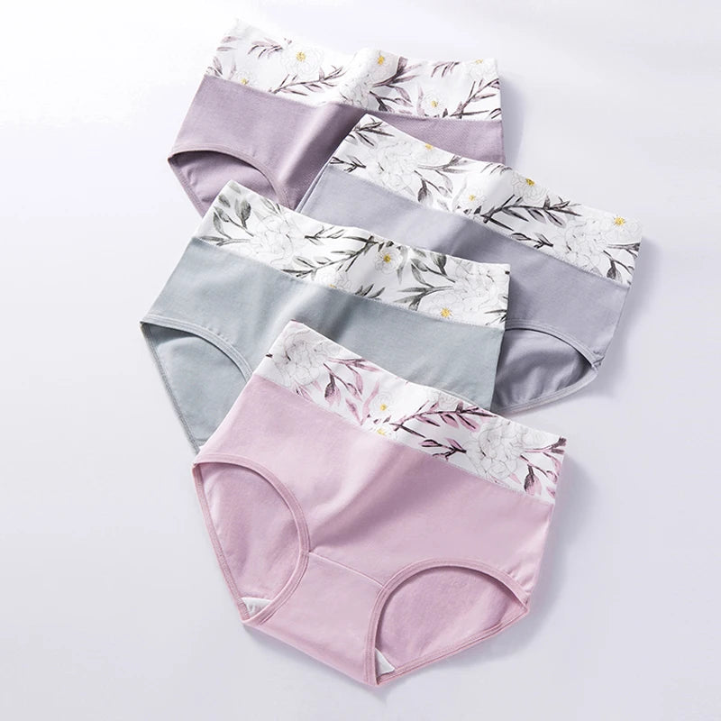 4PCS High Waist Women's Panties Body Shaper Underwear Breathable Cotton Underpants Plus Size M-5XL Panty Slimming Female Briefs