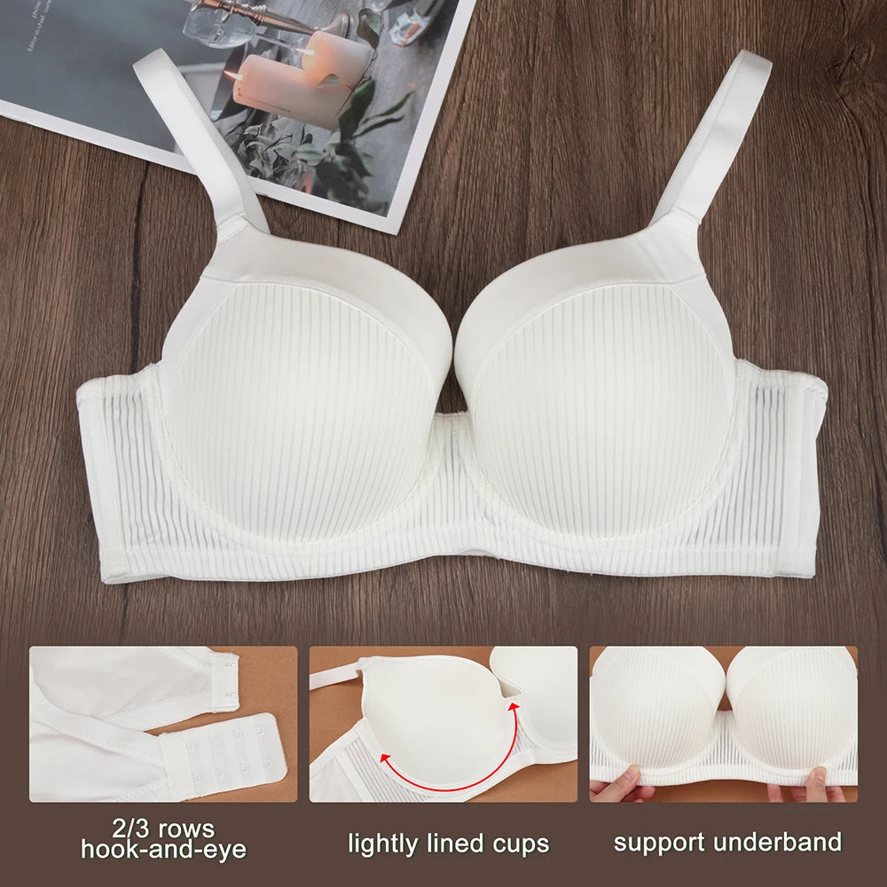 Sheroine Plus Size T-Shirt Bra, Push Up Underwire Lightly Padded Full Coverage Plunge Bras for Women Supportive Comfort