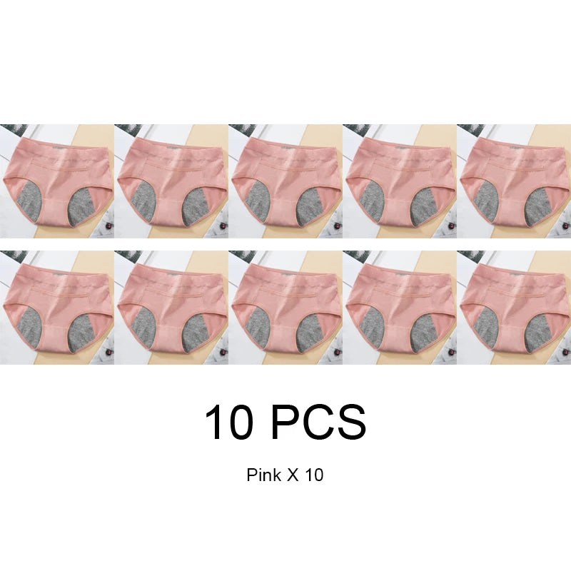10PCS Cotton Menstrual Panties for Urinary Incontinence Woman Underpants Women Briefs Women's Underwear Leak Proof Period Anti