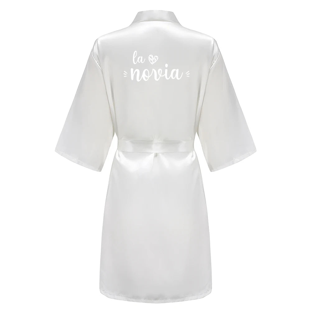 Sage Green Bridal Satin Robe Women Spanish Wedding Robe Novia Kimono Bride Party Bridesmaid Robes