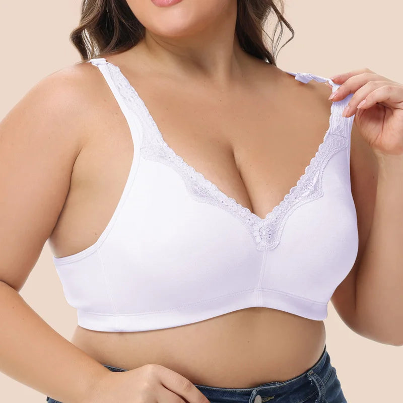 Bras for Women New Plus Size Underwear 95% Cotton Full Large Cup Comfortable Seamless Wireless Ultra-thin Brassiere 115DEF