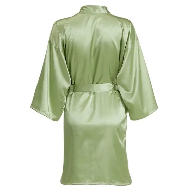 Sage Green Bridal Satin Robe Women Spanish Wedding Robe Novia Kimono Bride Party Bridesmaid Robes