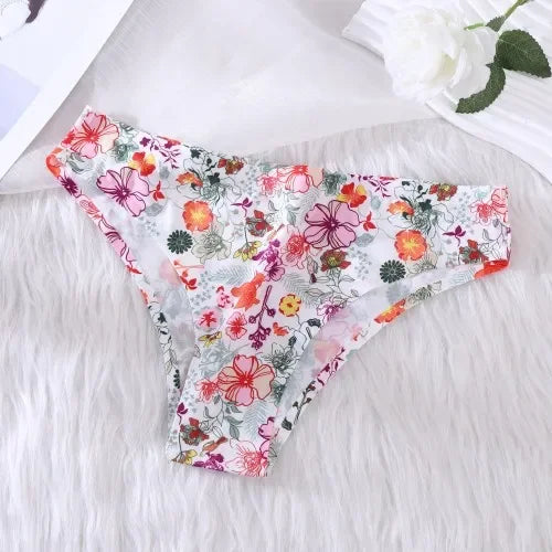 Ice Silk Seamless Flowers Panty Printed Women Panties Low-waist Sexy Lingerie Underwear Female Comfortable Cozy Sexy Lingerie