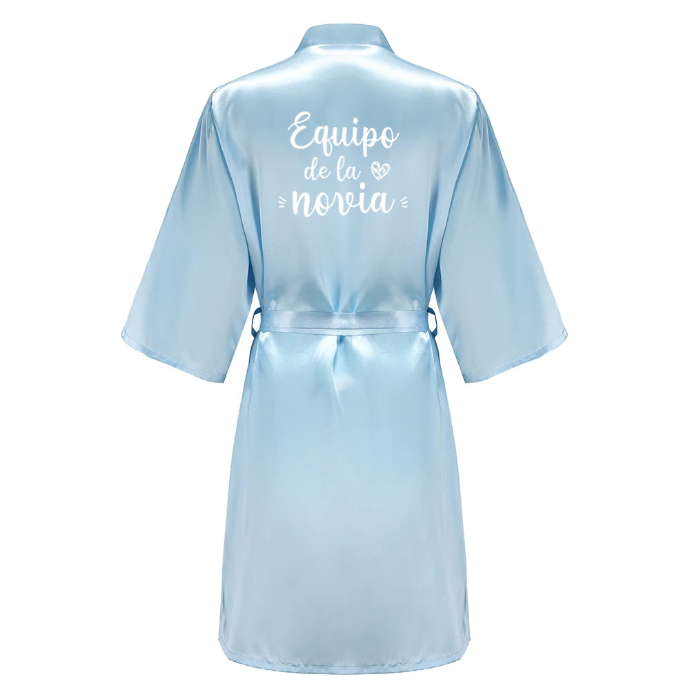 Sage Green Bridal Satin Robe Women Spanish Wedding Robe Novia Kimono Bride Party Bridesmaid Robes
