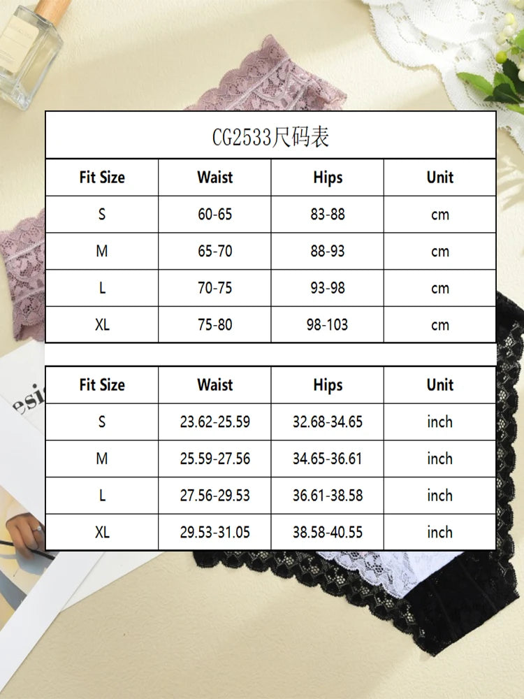 6PCS/Set Women Sexy Lace Panties Low Waist Briefs Hollow Out Comfortable Breathable Lingerie Floral Embroidery Ladies Underpants