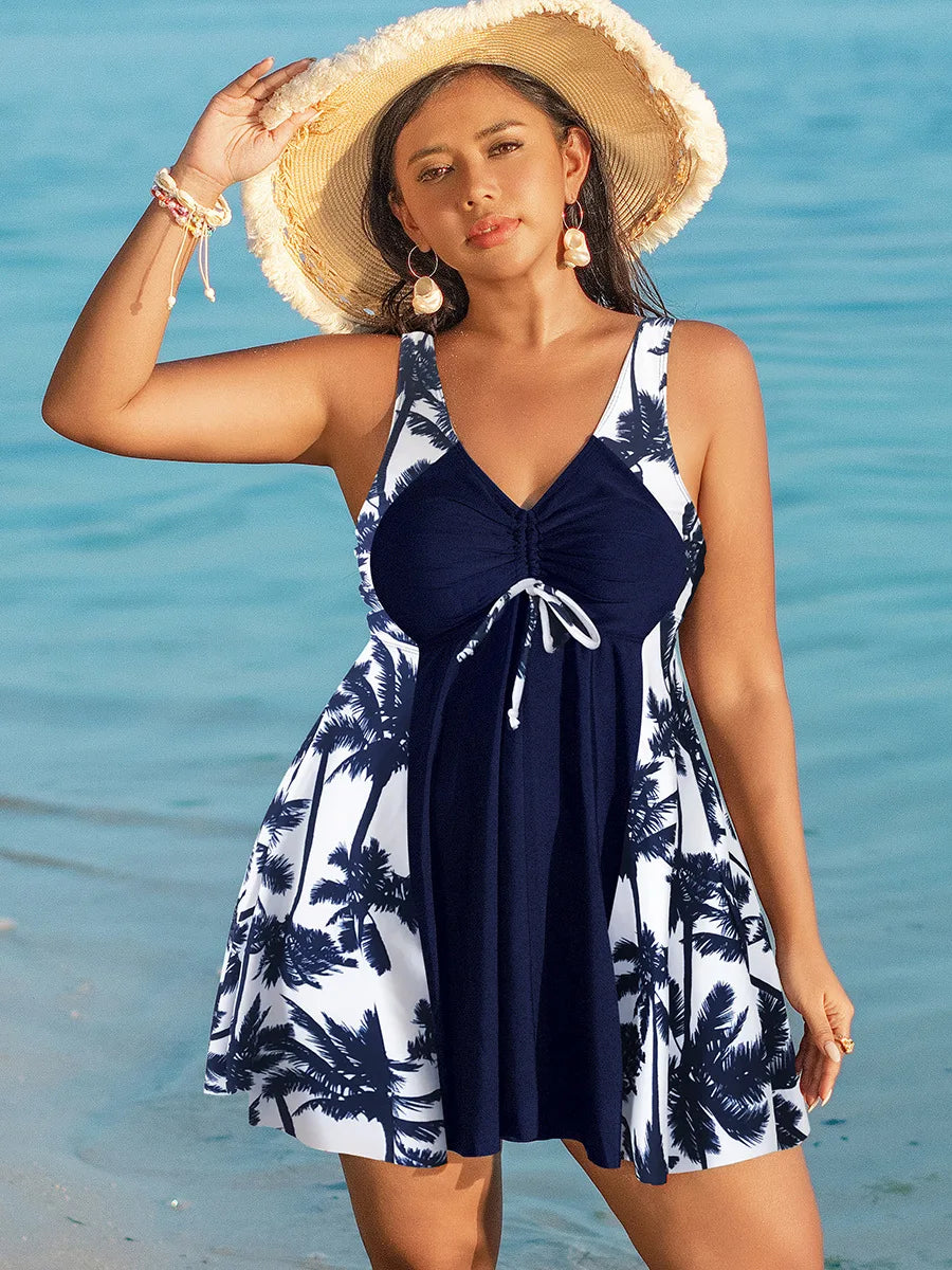 2024 Print Patchwork Tankini Swimsuits Plus Size Swimwear Women High Waist Swimsuit Female Push Up Bathing Suits Skirt Beachwear