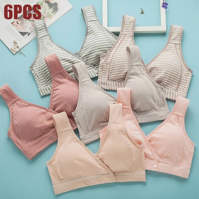 1-2PCS Women's Summer Cotton Thin Clustering Non-sagging Front-buckle Bra Comfortable Traceless Vest-style Women's Underwear