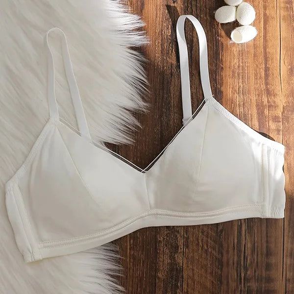 93% Mulberry Silk Women's Bralette Wireless Padded Bra Super Soft Lightly Lined Comfort Everyday Basic Deep V-Neck T-Shirt Bra