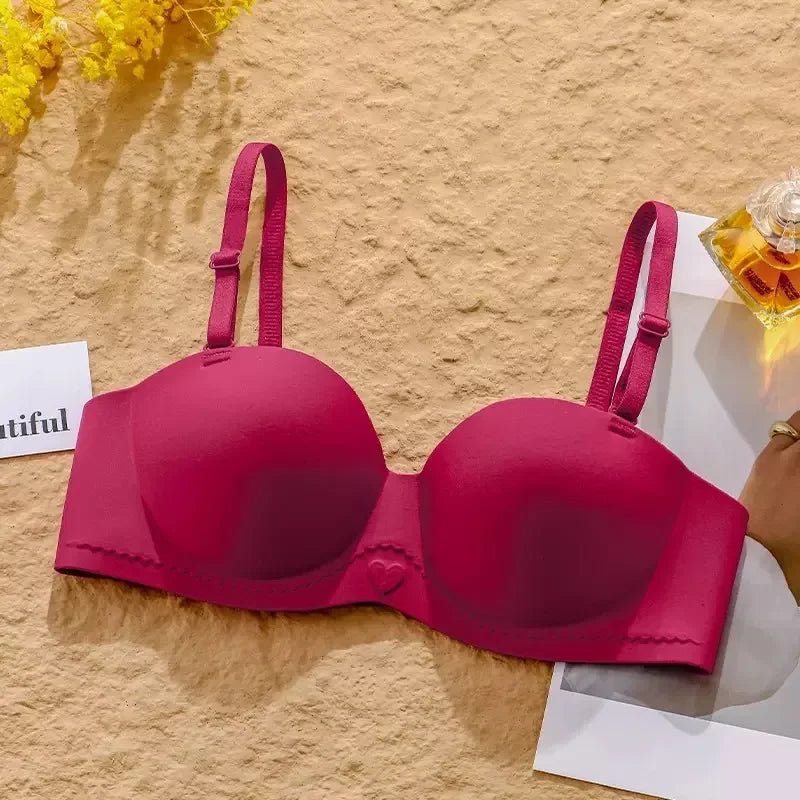 plus Size Seamless Wireless Bra Women's Sexy Plunge Padded Push-Up Smooth Large Size Bralette Comfortable Underwear for Women