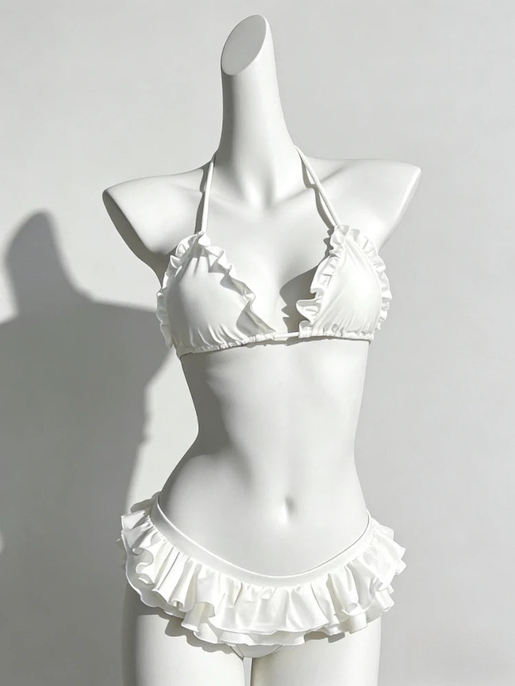 Sexy Lace Up Back Two Piece Bikini Set High Cut Leg Push Up Tops Stylish Swimwear Beach Bathing Suit for Ladies Summer Vacation