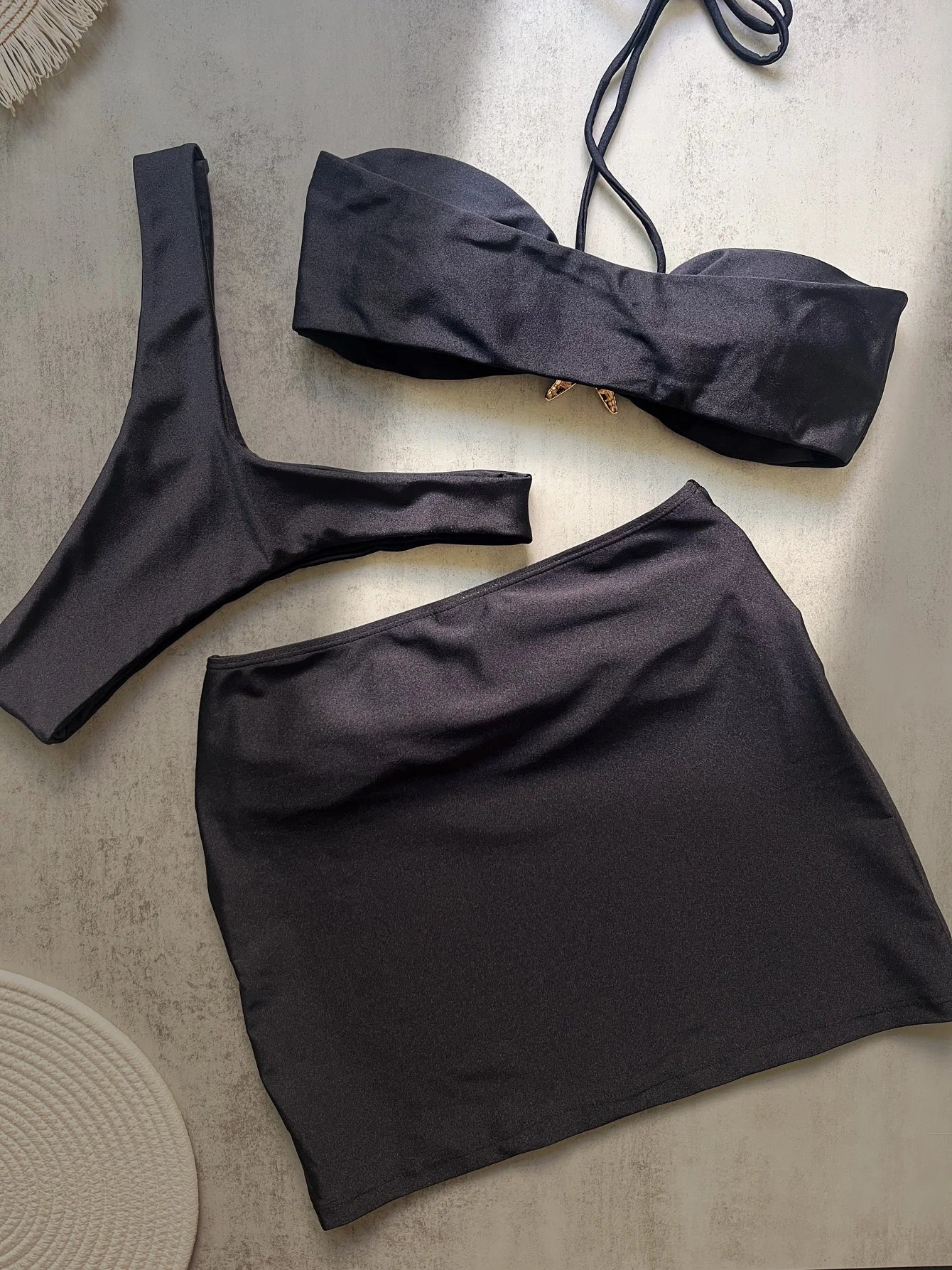 With Skirt Metal Star High Leg Cut Bikini Women Swimwear Female Swimsuit Three-pieces Bikini set Bather Bathing Suit Swim