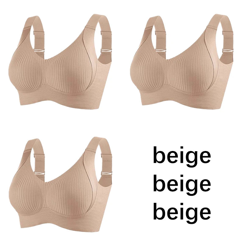 FallSweet 3PCS Seamless Wireless Push Up Bras for Woman Adjustable Comfort Bralette for Full and Petite Busts Wireless Lingerie