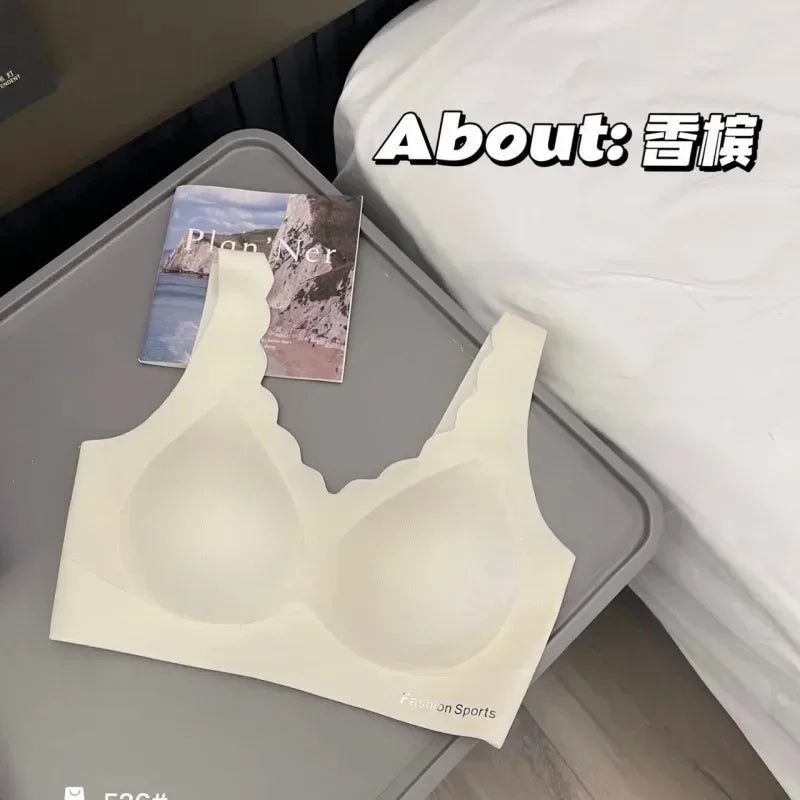 A /B / C Fixed Cup Seamless Oversized Bra Thin Push Up Women Underwear