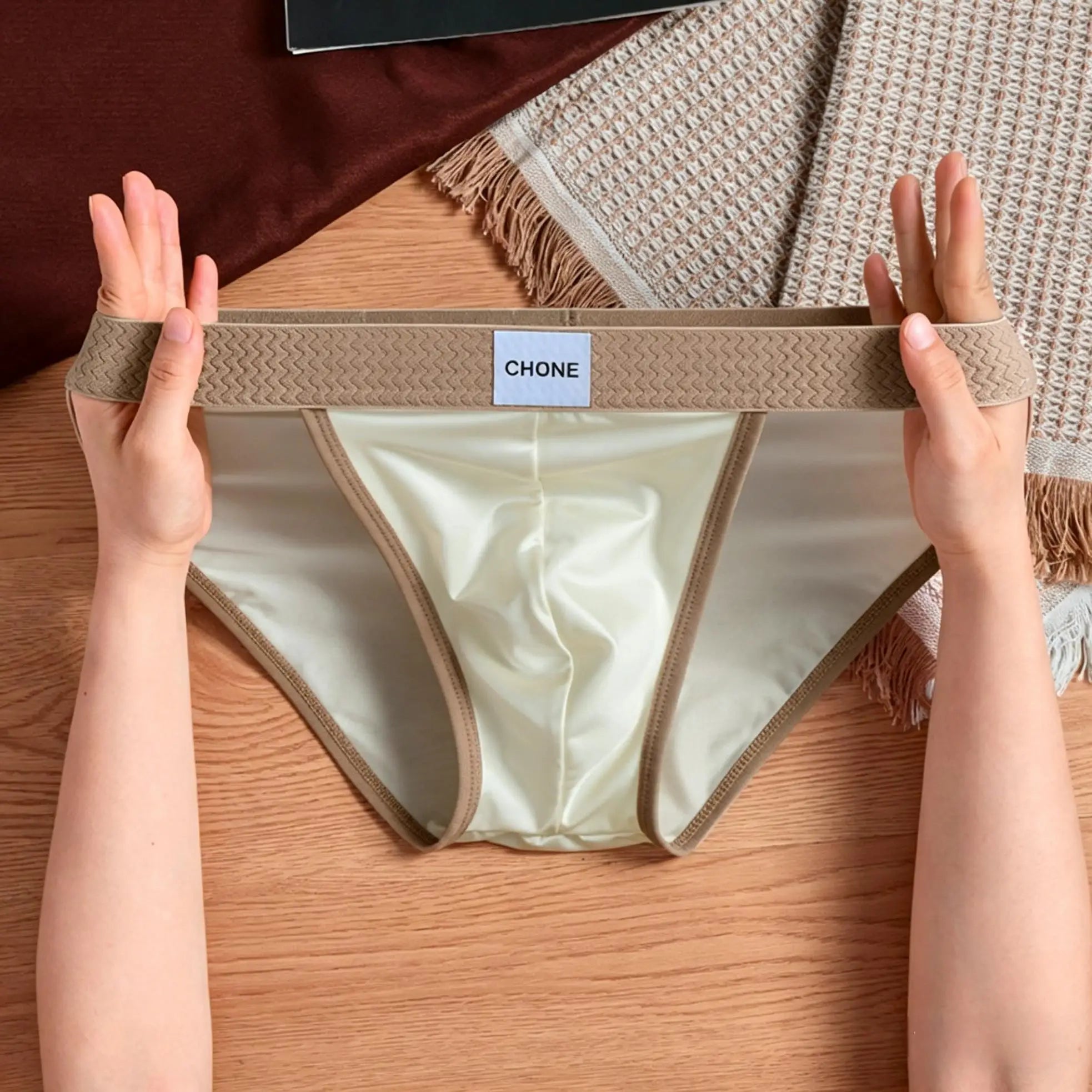 3pcs【LORIEN CREST】Luxury Men's Satin-like Ice Silk Briefs High Elastic Ultra Soft Breathable Antibacterial Comfortable Underwear
