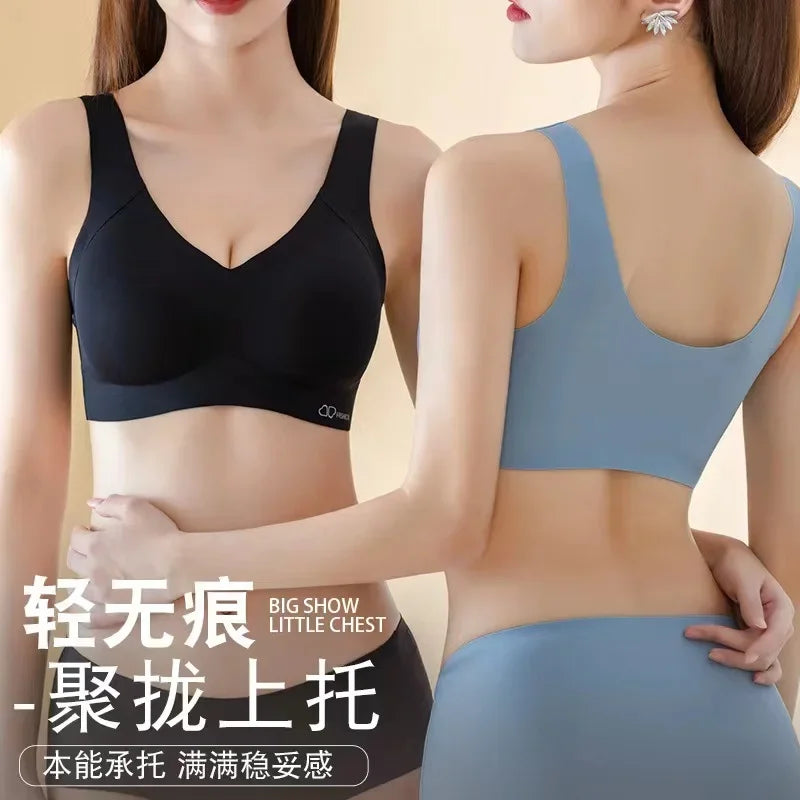 A /B / C Fixed Cup Seamless Oversized Bra Thin Push Up Women Underwear