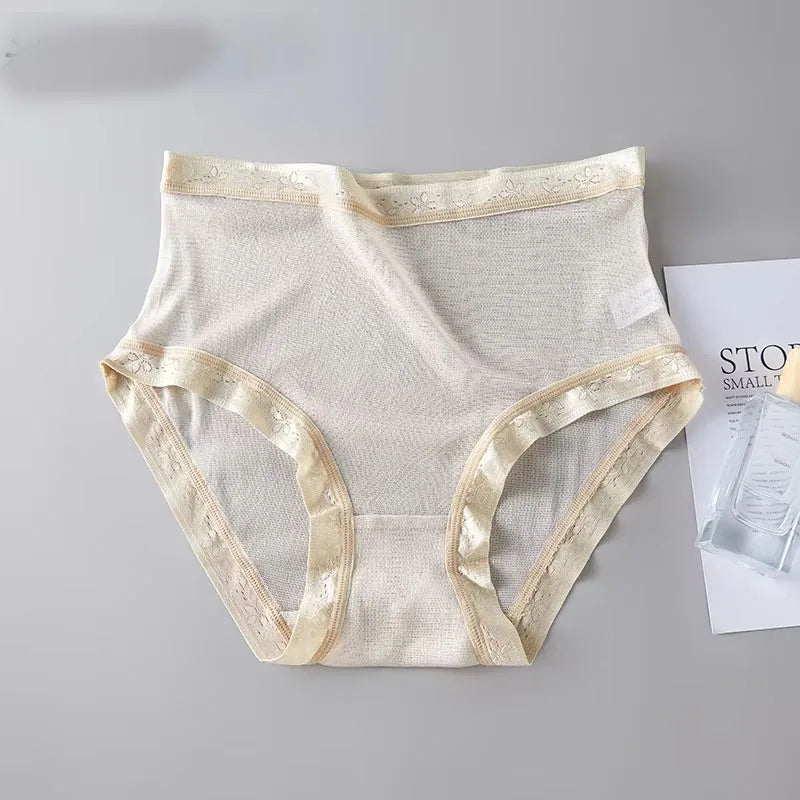 High-grade 100% mesh silk women's briefs Summer Autumn Double bottom breathable, mulberry silk underwear