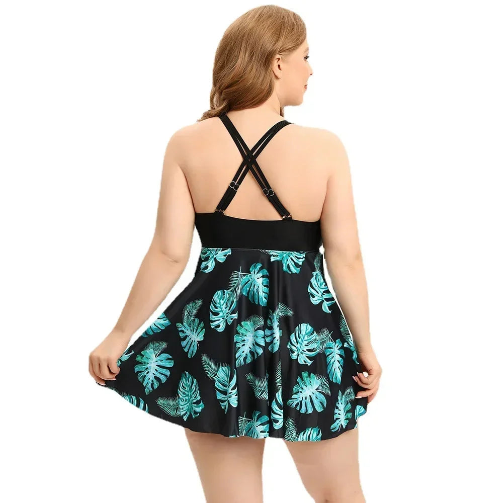 2024 Print Patchwork Tankini Swimsuits Plus Size Swimwear Women High Waist Swimsuit Female Push Up Bathing Suits Skirt Beachwear